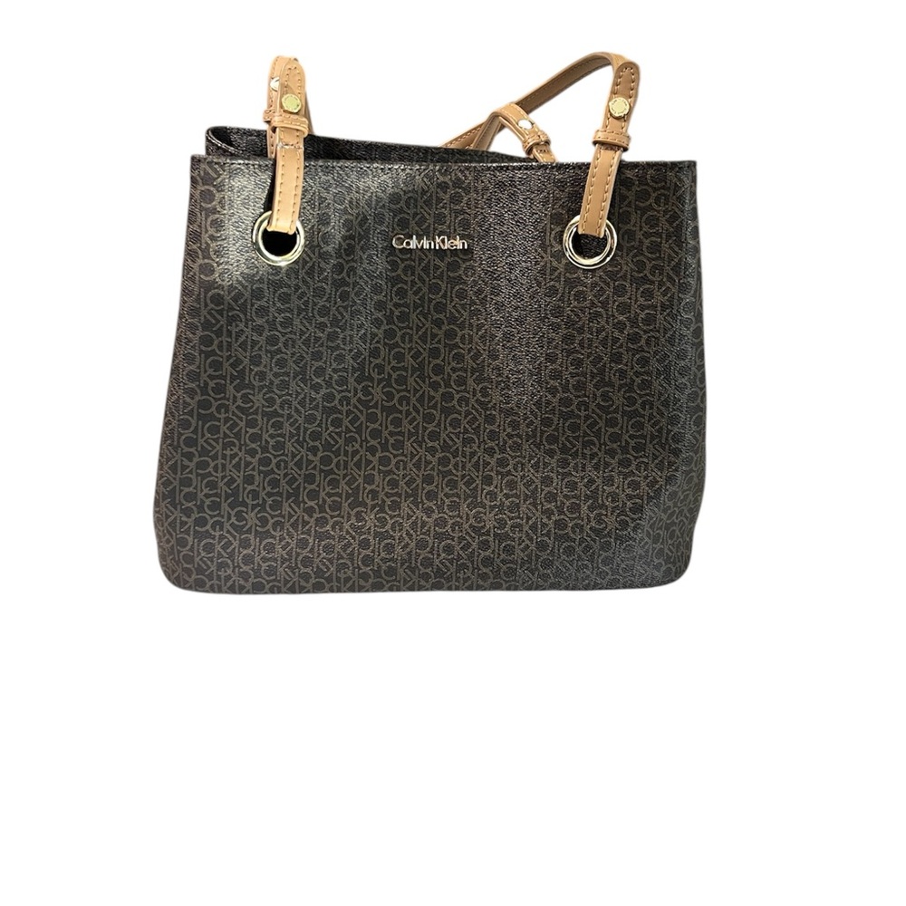 Calvin Klein Black and Tan Shoulder Bag